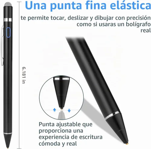 Vista 2 de Lápiz Óptico Activo Digital con Punta Ultra Fina para iPad, iPhone, Tabletas Samsung, Compatible con Lápiz Apple, Lápiz Óptico para iPad Pro, Negro