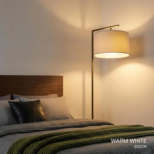 Vista 6 de Brightech Montage - Lámpara de pie moderna - Lámpara de pie LED con pantalla bronceada para salas de estar y oficinas - Luz de lectura