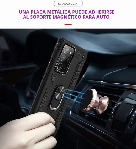 Vista 5 de Note 20 Ultra - Funda para Samsung Note 20 Ultra, con anillo de soporte, soporte ajustable, grado militar, protección resistente, a prueba de Negro