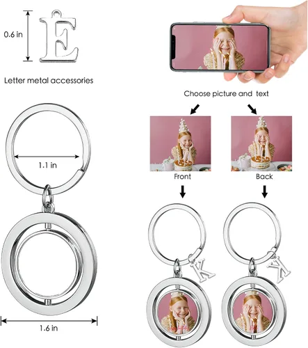 Vista 3 de Llavero personalizado con texto de imagen, llavero personalizado de doble cara, llavero de fotos colorido personalizado, regalo para mujeres