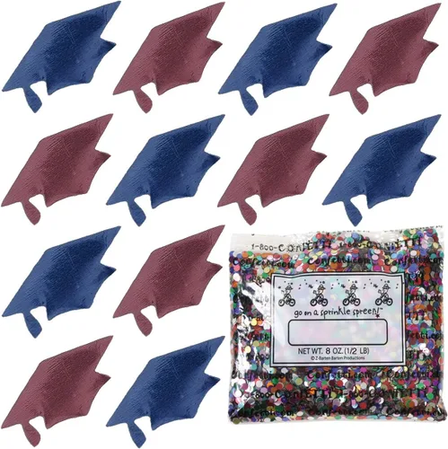 Vista 18 de Confetti Grad Cap Negro, Azul Marino Combo - 2 bolsas de media onza (1 oz)