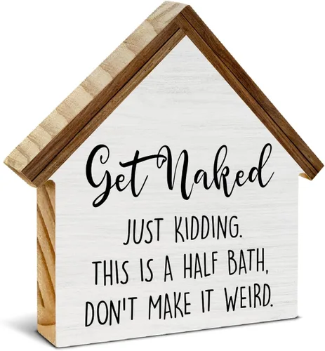 Vista 18 de Decoración rústica de baño, letrero de bloque de madera con forma de casa de campo con forma de ayuda a mantener el lavabo del inodoro, decoración