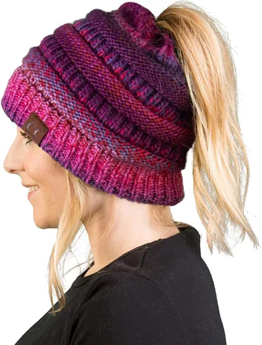 Vista 101 de Funky Junque - Gorro para mujer con ranura para cola de caballo