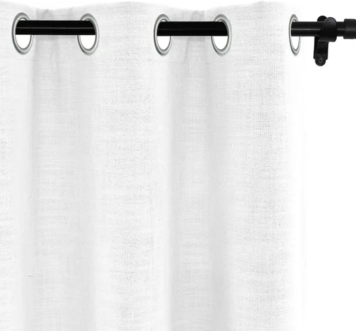 Vista 37 de Fcosie Cortinas opacas de lino 100 % opacas de 50 pulgadas de ancho x 63 pulgadas de largo, paneles de cortina con ojales para sala de estar