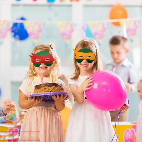 Vista 7 de Paquete de 32 máscaras de tortugas para niños, juegos temáticos de tortugas, suministros de fiesta de cumpleaños, decoración de fiesta, regalo
