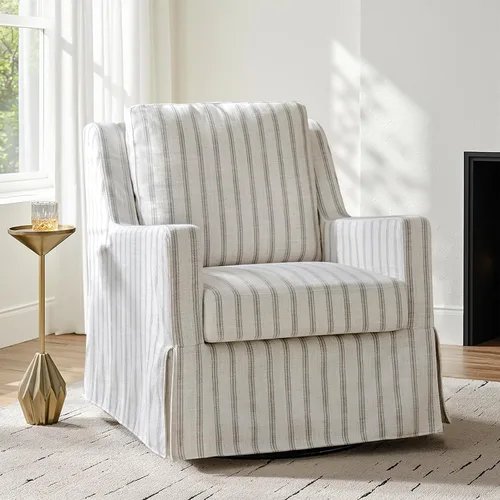 Vista 12 de HULALA HOME Silla mecedora giratoria, silla mecedora giratoria de granja con funda lavable, sillón tapizado de tela con cojines rellenos de plumón