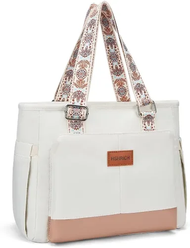 Vista 11 de Bolsas de almuerzo grandes para mujer, lonchera aislada para adultos, bolsa de almuerzo a prueba de fugas con bolsillo de almacenamiento. Bolsa