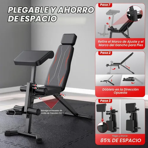 Vista 6 de OPPSDECOR Adjustable Weight Bench with Leg Extension and Curl, Preacher Curl Bench for Home Gym, Foldable Workout Bench, 800LBS Full Body Strength