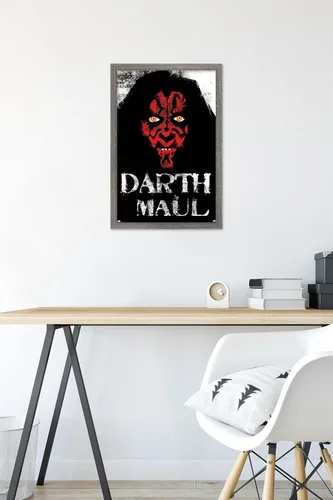 Vista 6 de Trends International Star Wars: The Phantom Menace - Póster de pared de carbón de Darth Maul, 22.4 pulgadas de largo x 14.7 W, versión enmarcada