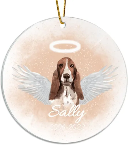 Vista 14 de Personalized Acrylic Pet Memorial Ornament, Acrylic, English Setter Hanging Keepsake, Dog Remembrance Ornament, Dog Gifts, Dog Angel Wings Ornament