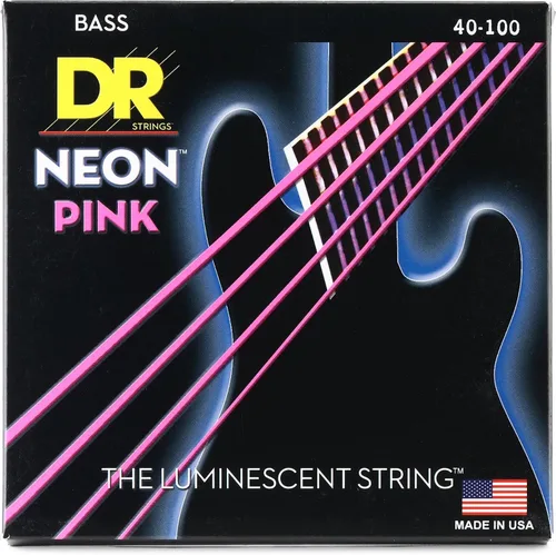 Vista 16 de DR Strings NEON - Cuerdas para bajo eléctrico, 0.045-.105, medianas, color rojo