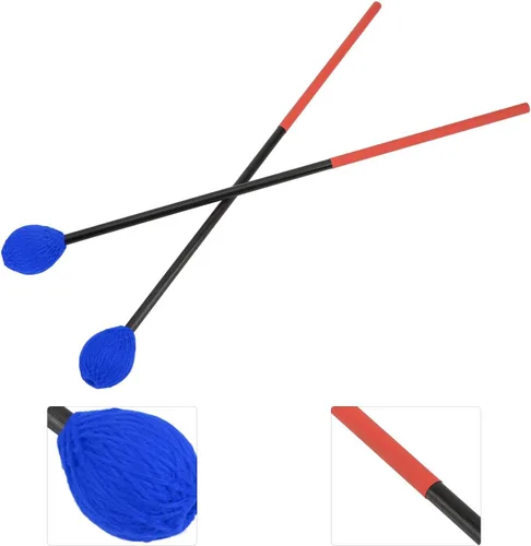 Vista 6 de Marimba Mallets, mazos de teclado de hilo duro medio, mango de fibra de carbono, hilo de algodón, palillo de tambor para instrumentos de percusión
