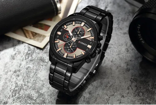Vista 7 de CURREN Original 8274 - Reloj de pulsera de cuarzo para hombre, resistente al agua, correa de acero inoxidable