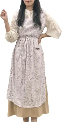 Vista 7 de IRODA Delantal impermeable para mujer, diseño floral elegante, tela 100% impermeable, ajuste ajustable, suave y ligero