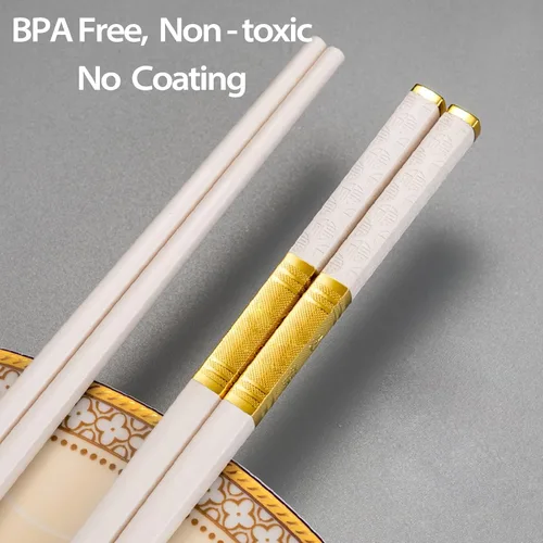 Vista 4 de 5 pares de palillos reutilizables aptos para lavavajillas, 9.96 pulgadas / 10.0 in mate antideslizante de fibra de vidrio, palillos chinos/japoneses
