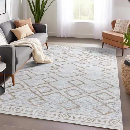 Vista 100 de jinchan - Tapete de pasillo marroquí de 2 x 6 pies con líneas, bohemio, lavable, para cocina, suave, geométrico, de lana sintética, antideslizante