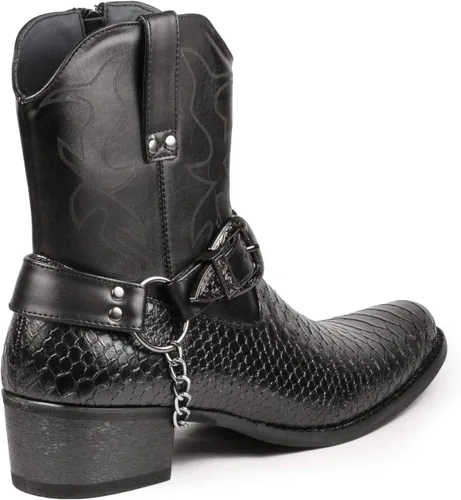 Vista 3 de Metrocharm Diego-01 - Botas vaqueras occidentales con hebilla para cinturón para hombre