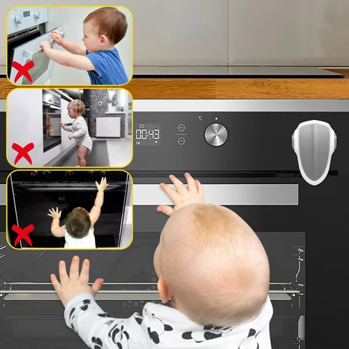 Vista 6 de RENAISSANT (2 unidades) Cerraduras para horno, cerradura de horno de seguridad para niños es de material duradero y resistente al calor, fácil