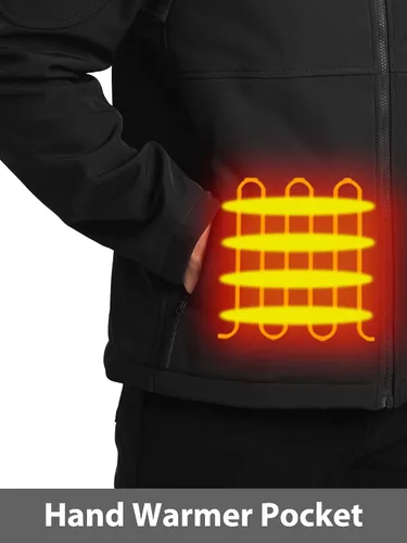 Vista 9 de PTAHDUS Chaqueta térmica para hombre con batería de 7,4 V, con bolsillo calentador de manos