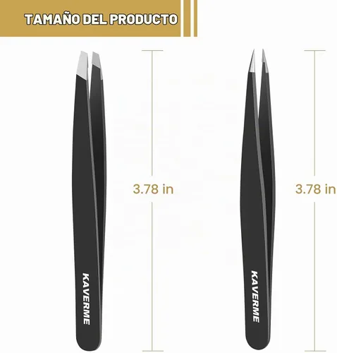 Vista 2 de Juego de 2 pinzas para cejas, puntas de precisión profesional mejoradas, color negro