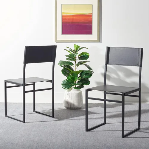 Vista 2 de SAFAVIEH Home Collection Layne Silla de comedor negra para sala de estar (totalmente montada)