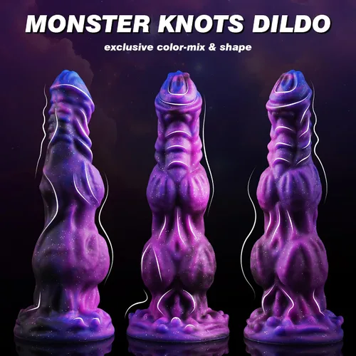 Vista 7 de Consolador Monstruo Fantasía Caballo de 9.6 pulgadas con 2 Nudos Grandes, Consoladores de Nudo Enorme Gruesos Estilo Perro Dragón con Ventosa