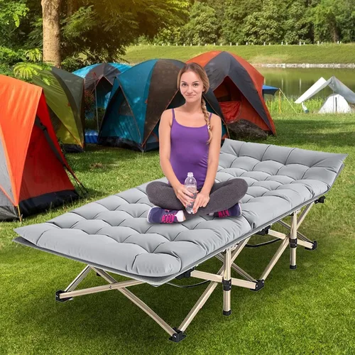 Vista 6 de Barbella Catre plegable para campamento, paquete de 2 catres plegables para adultos, catre de dormir portátil con colchón plegable al aire libre