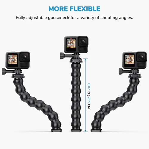 Vista 4 de Jaws soporte flexible con pinza, con cuello de cisne adaptable para cámaras Gopro Hero 5, 4, Session, 3+, 3, 2, 1 Para Go Pro Hero 13 12 11 10 9 8