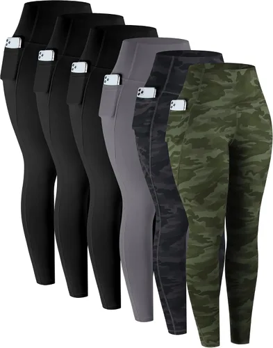 Vista 20 de LZYVOO - Leggings con bolsillos para mujer, 6 paquetes, pantalones de yoga de cintura alta suaves con control de abdomen para entrenamiento