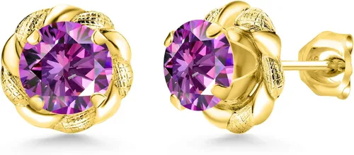 Vista 17 de Gem Stone King Aretes de plata de ley 925 de 0.236 in con piedra natal redonda para mujer