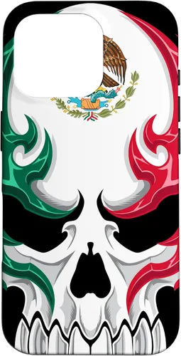 Vista 20 de Funda para iPhone 17 con diseño de bandera de México, diseño tribal de calavera mexicana