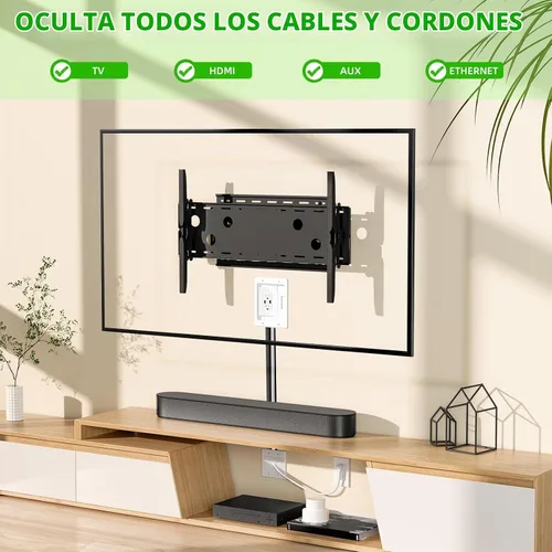 Vista 4 de Kit de organización de cables de pared con placa de pared de cepillo, salidas de CA y puertos USB, cable de 9 pies, toma de pared empotrada