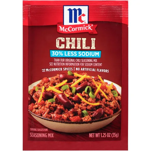 Vista 4 de McCormick MILD CHILI, 30% menos de sodio, mezcla de condimentos 1.25 onzas (10 paquetes)