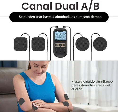 Vista 5 de 4 en 1 - D.I.Y y Unidad TENS y EMS y Estimulador Muscular de Masaje, Máquina de Terapia de Unidades TENS de Doble Canal para Alivio del Dolor
