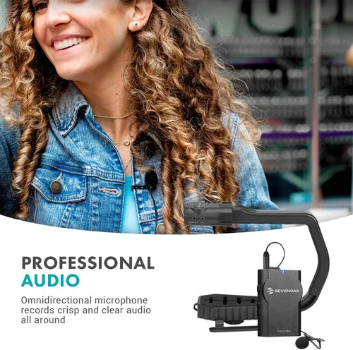 Vista 6 de Movo MicRig-W1 - Kit de cineasta de micrófono inalámbrico, estabilizador de mango de video con micrófono de solapa inalámbrico integrado compatible