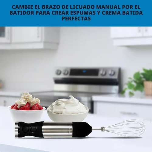 Vista 4 de Kenmore - Batidora de inmersión de mano, batidora de mano eléctrica con eje de acero inoxidable, batidora, velocidad variable para batidos