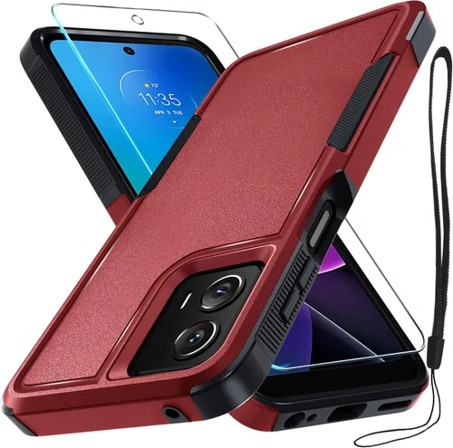 Vista 29 de Funda compatible con Moto G 5G 2024, cuerpo completo, resistente, resistente, a prueba de golpes, con correa de cordón, protector de pantalla
