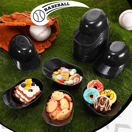 Vista 5 de Baderke Cuencos para gorra de béisbol de postre de helado, tazón de 8 onzas, mini tazones para casco, vasos de plástico para suministros de fiesta