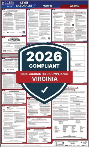 Vista 6 de J. J. Keller 2026 Virginia & Federal Labor Law Póster, OSHA, Inglés