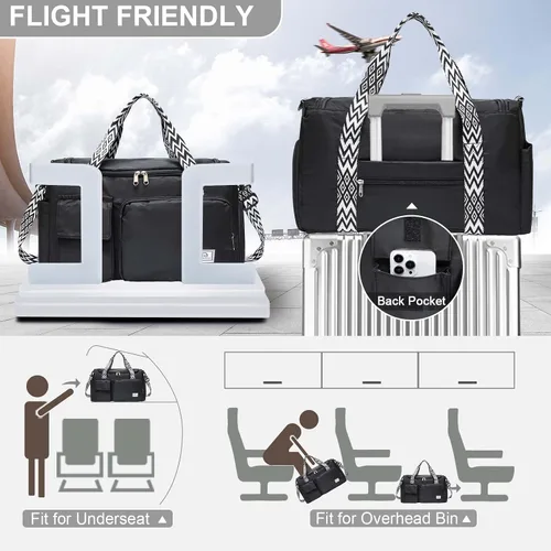 Vista 301 de Pequeña bolsa de gimnasio para mujer, bolsa de viaje con compartimento para zapatos