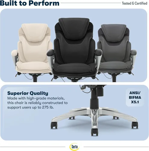 Vista 11 de Serta Bryce - Silla ejecutiva de oficina, sillas de escritorio para computadora ergonómicas con soporte lumbar AIR patentado, almohadas cómodas