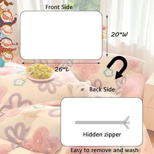 Vista 3 de MorroMorn Fundas de Almohadas Decorativas Florales, 2 Paquetes Fundas de Almohadas de Felpa Tamaño Estándar, Fundas de Almohadas Suaves y Peludas