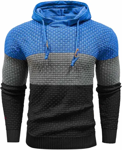 Vista 4 de Zaitun - Sudadera de punto con capucha para hombre, de manga larga, color liso, suéter con capucha