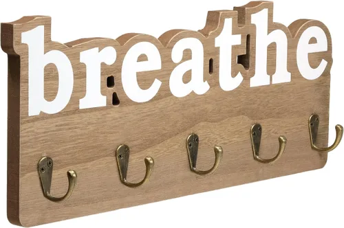 Vista 3 de EXCELLO GLOBAL PRODUCTS Rustic Breathe - Organizador de entrada colgante de pared con 4 ganchos. 17 x 7 pulgadas. Uso como organizador de sombreros
