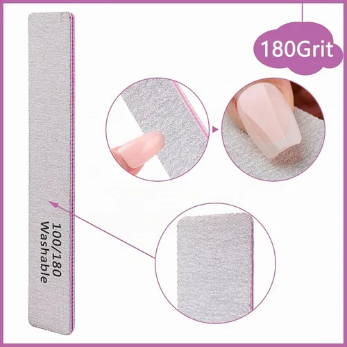 Vista 3 de Paquete de 24 limas de uñas, grano 100/180 de doble cara, profesional, reutilizable, lavable, lima de uñas, herramientas de manicura para uñas
