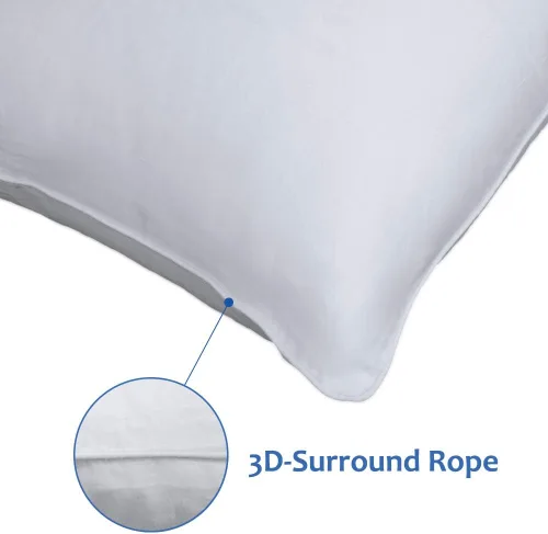 Vista 4 de Precoco Juego de 2 fundas de almohada de tamaño estándar, 100% algodón, color blanco, con 600 hilos, fundas de almohada estables con cremallera