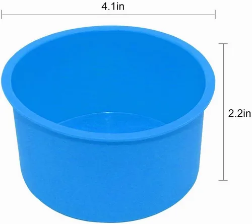 Vista 3 de Moldes de pastel redondos mini de silicona Staruby, 4 pulgadas, azules, reutilizables, antiadherentes, aptos para microondas, horno, congelador