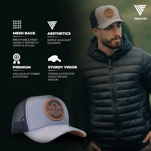 Vista 22 de Urban Effort Gorra trasera de malla, para hombres y mujeres, gorra de béisbol de 5 paneles, gran cierre a presión para caza y senderismo