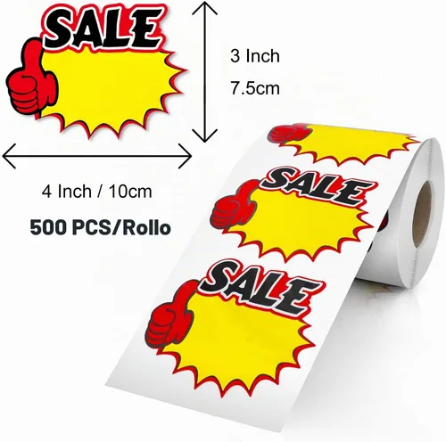 Vista 7 de Starburst - Calcomanías de precio de venta de 4 x 3 pulgadas, 500 unidades Large, Strong Adhesive, Easy to Write, Waterproof Vinyl, Removable