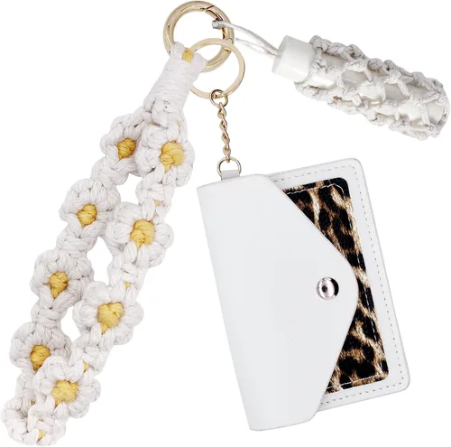 Vista 111 de BIHRTC Llavero de pulsera boho con soporte para lápiz labial, pulsera hecha a mano
